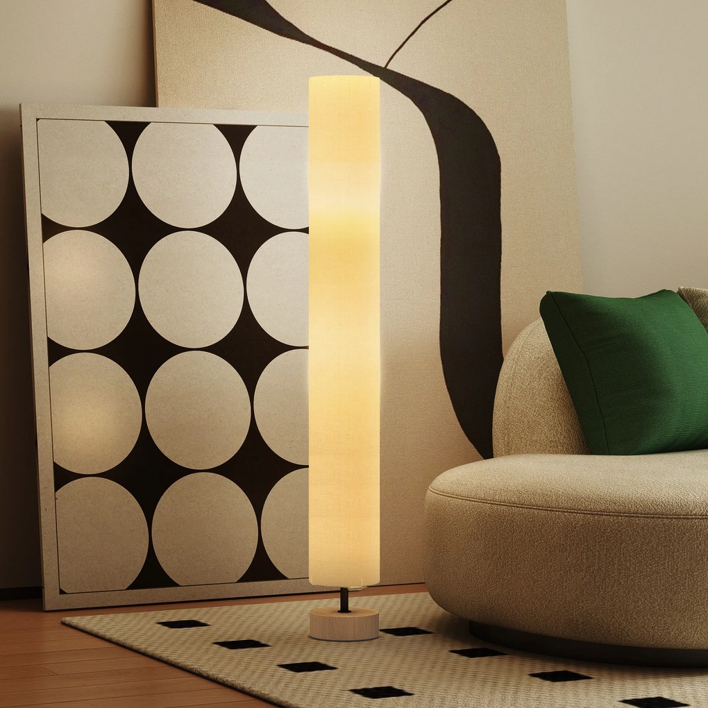 HOMCOM Lampa stojąca do salonu z kloszem lnianym, włącznik nożny | Aosom PL