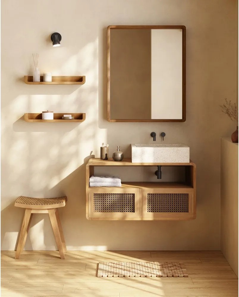 Stołek z litego drewna tekowego w naturalnym kolorze Vicentina – Kave Home