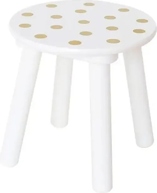 Biały dziecięcy okrągły taboret E4-R35