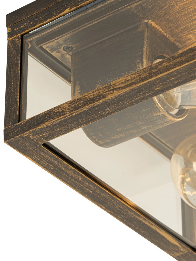 Zewnetrzna Lampa sufitowa vintage antyczne złoto IP44 2-światła - CharloisPrzemysłowy Oswietlenie zewnetrzne