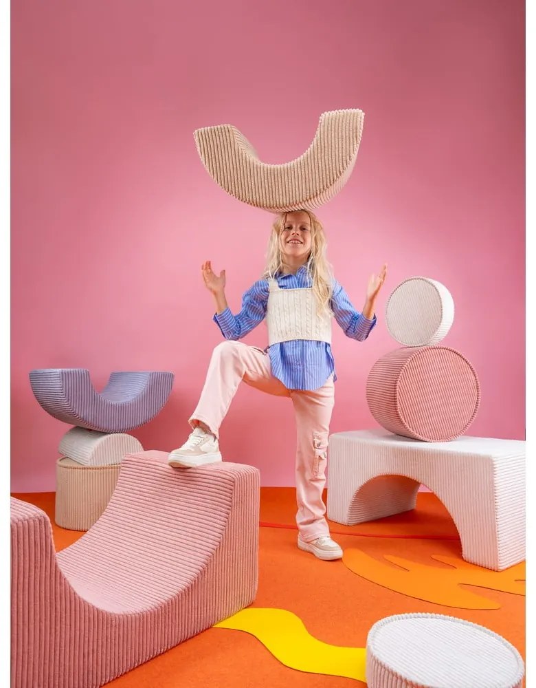 Różowy sztruksowy piankowy plac zabaw 3 szt. wysokość 37 cm 75x49 cm Rainbow Montessori – Wigiwama