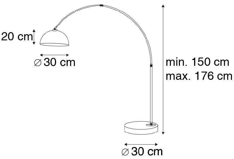 Luk Nowoczesna lampa łukowa chromowana z białym kloszem - Arc Basic Nowoczesny Oswietlenie wewnetrzne