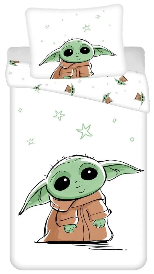 Bawełniana dziecięca pościel jednoosobowa 140x200 cm Star Wars Baby Yoda – Jerry Fabrics