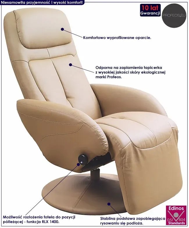 Beżowy Rozkładany Fotel Obrotowy M4-S06