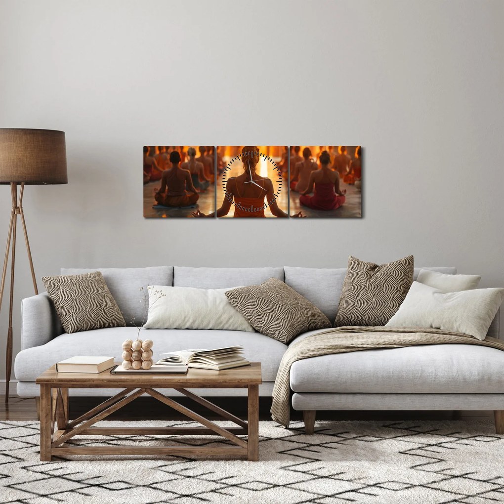 Obraz - Lekcje jogi (z zegarem) (90x30 cm)