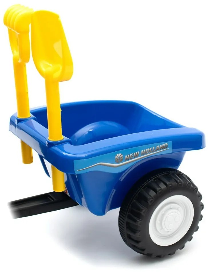 Baby Mix Odpychacz dla dzieci traktor z przyczepką i narzędziami New Holland, niebieski
