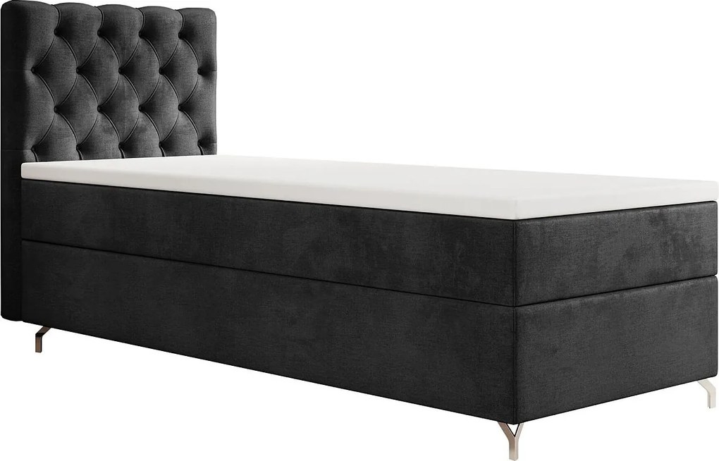 BOXBETT CHESTER 120x200 Monolith 97 z materacem H3 i topperem łóżko z pojemnikiem, pojedyncze, hotelowe, do sypialni, ze schowkiem