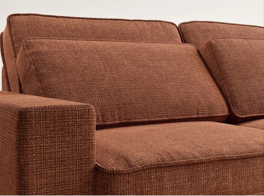 Narożnik z tkaniny szenilowej (prawostronny/w kształcie litery L) w kolorze miedzi Kirou – Maison de Rêve