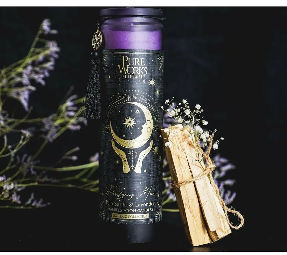 Arome Organiczna świeca Palo Santo & Lavender 00 g w kolorowym wysokim słoiku z frędzlami