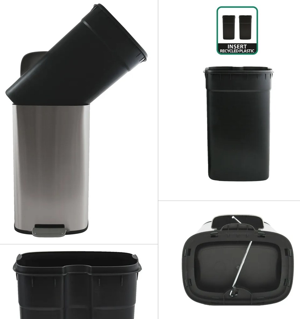 Spirella Kosz na śmieci z pedałem soft-close Akira 50 l, szczotkowana stal nierdzewna, 50 l
