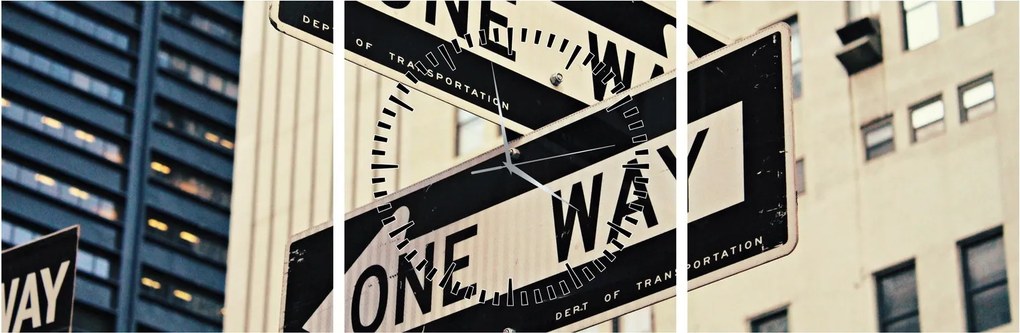 Obraz - New York ONE WAY (z zegarem) (90x30 cm)