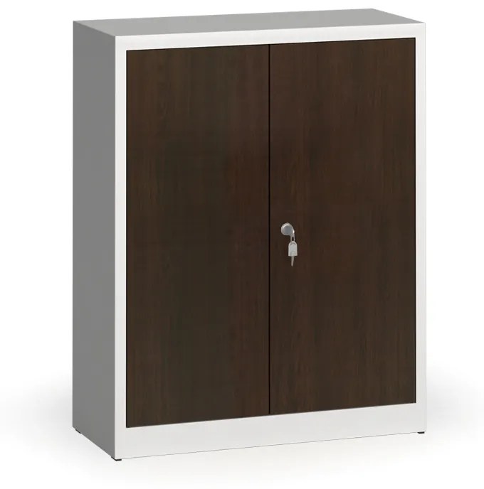 Szafy spawane z laminowanymi drzwiami, 1150 x 920 x 400 mm, RAL 7035/wenge