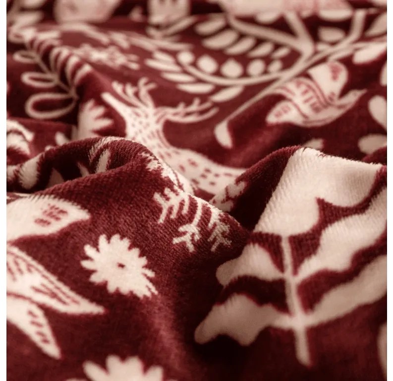 PrzytulneMieszkanie.pl PrzytulneMieszkanie.pl Pościel z mikropluszu FOREST ANIMALS burgund. Rozmiar pościeli: 70 x 90 cm | 140 x 220 cm