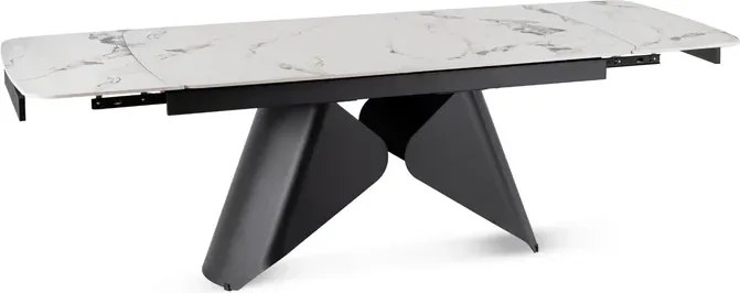 Stół Rozkładany Prostokątny VERONA 160-240 cm Ceramiczny Biały Marmur/Czarny Nowoczesny