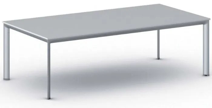 Stół konferencyjny do biura PRIMO INVITATION, 240x120 cm, szaro-srebrna podstawa, szary