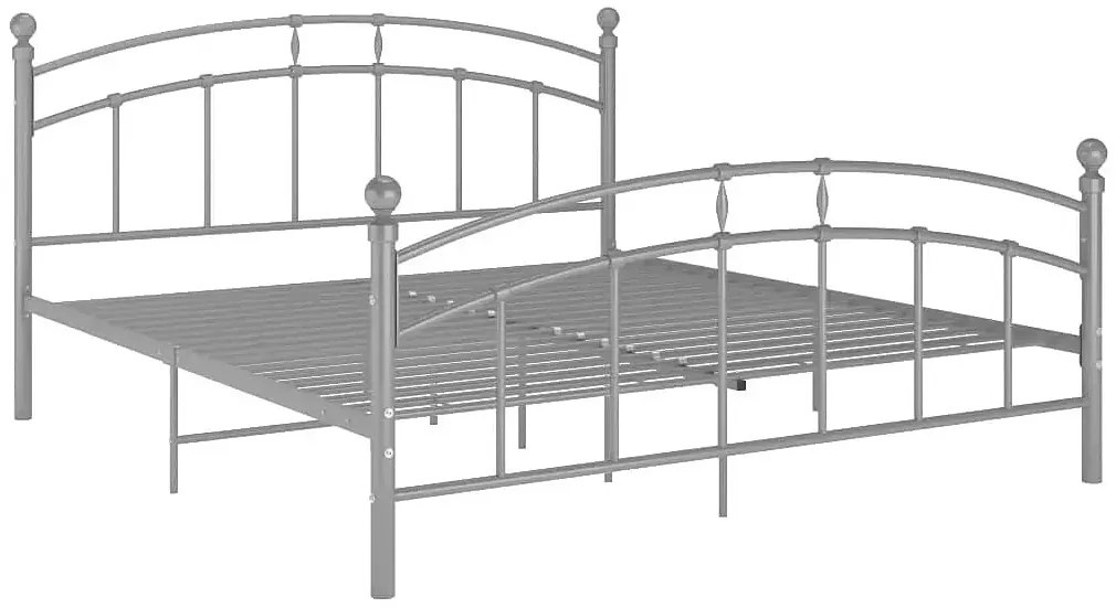 Popielate metalowe łóżko małżeńskie 160x200 cm - Serafi