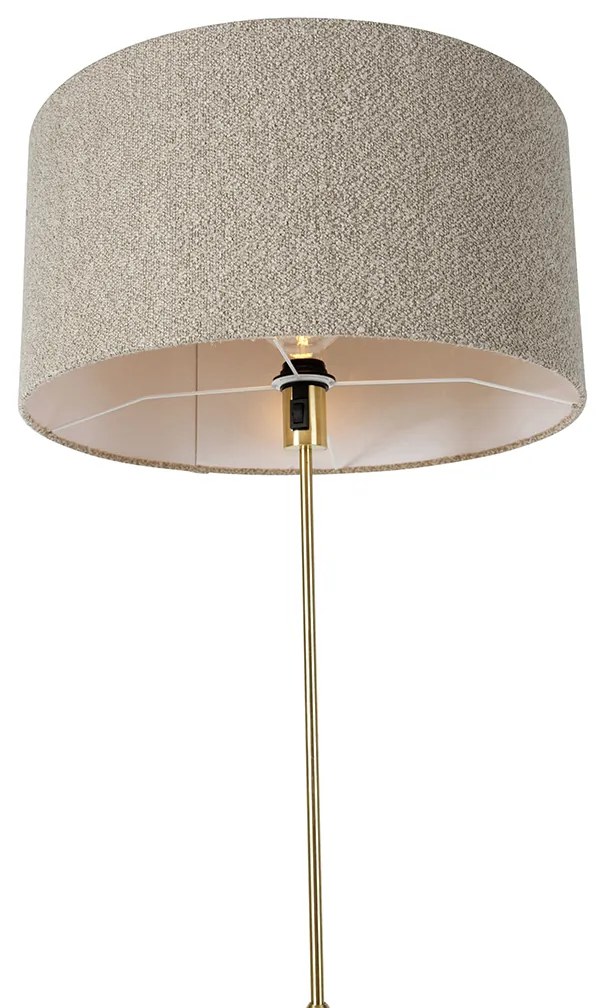 Lampa podłogowa regulowana złota z abażurem boucle taupe 50 cm - ParteDesignerski Oswietlenie wewnetrzne