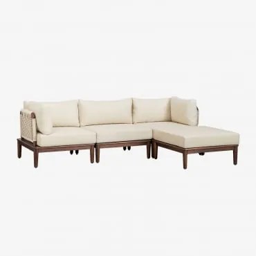 Modułowa Sofa Ogrodowa 3-częściowa Z 2 Narożnikowymi Fotelami I Pufem Z Akacji Giulia Ciemny Akacjowy Brąz - Sklum