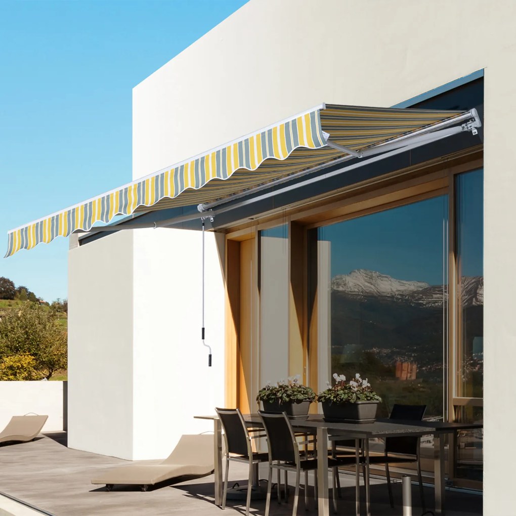 Outsunny markiza, markiza przegubowa, korbka ręczna, balkon, 2,95 x 2,45 m, aluminium, kolor: żółty, szary