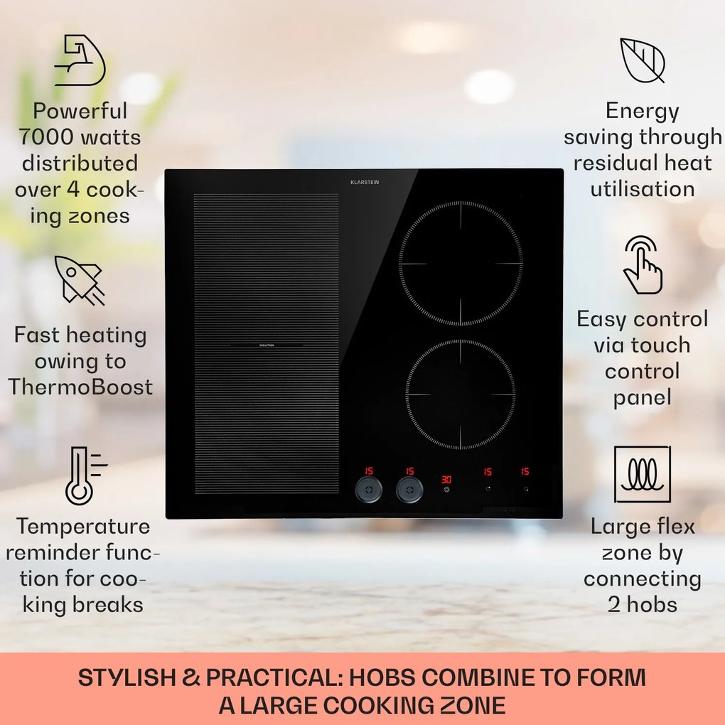 Klarstein MagniChef 60cm Płyta Indukcyjna 5 Stref Gotowania Czarny