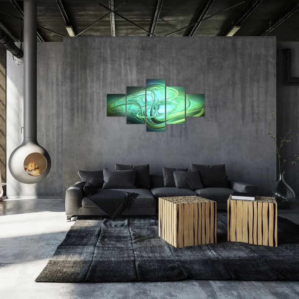 Obraz zielonej abstrakcji (125x70 cm)