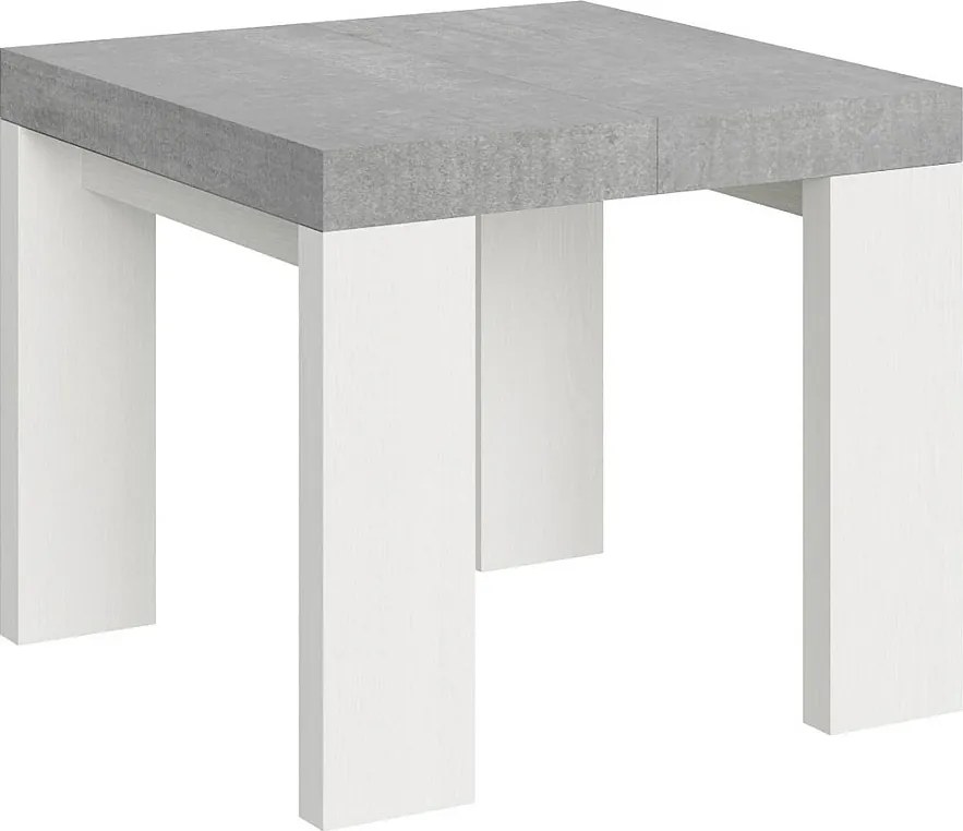 Stół rozkładany 90x90/246 cm Blat Roxell Mix Cement - nogi z białego jesionu