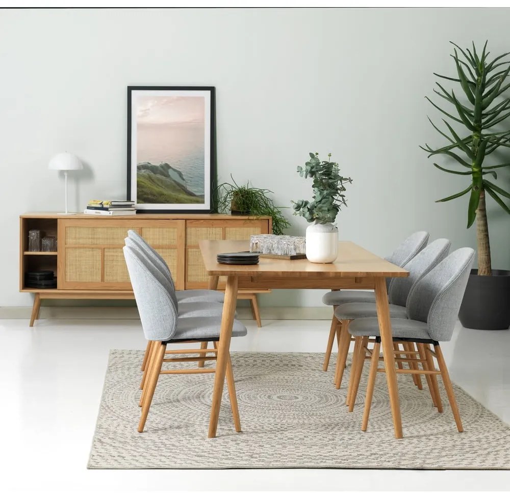 Niska komoda w dekorze dębu z drzwiami przesuwnymi w naturalnym kolorze 180x80 cm Barrali – Unique Furniture