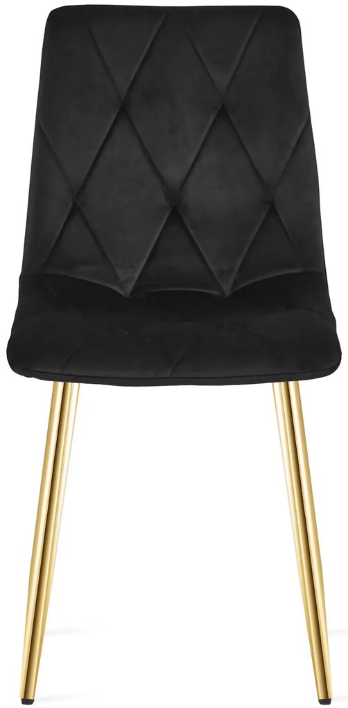 Czarne pikowane krzesło metalowe glamour K9-F50