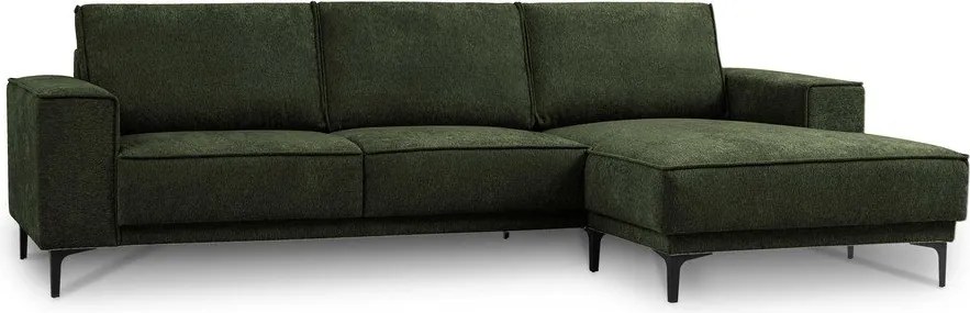 Zielony narożnik z tkaniny szenilowej (prawostronny/z szezlongiem) Copenhagen – Scandic