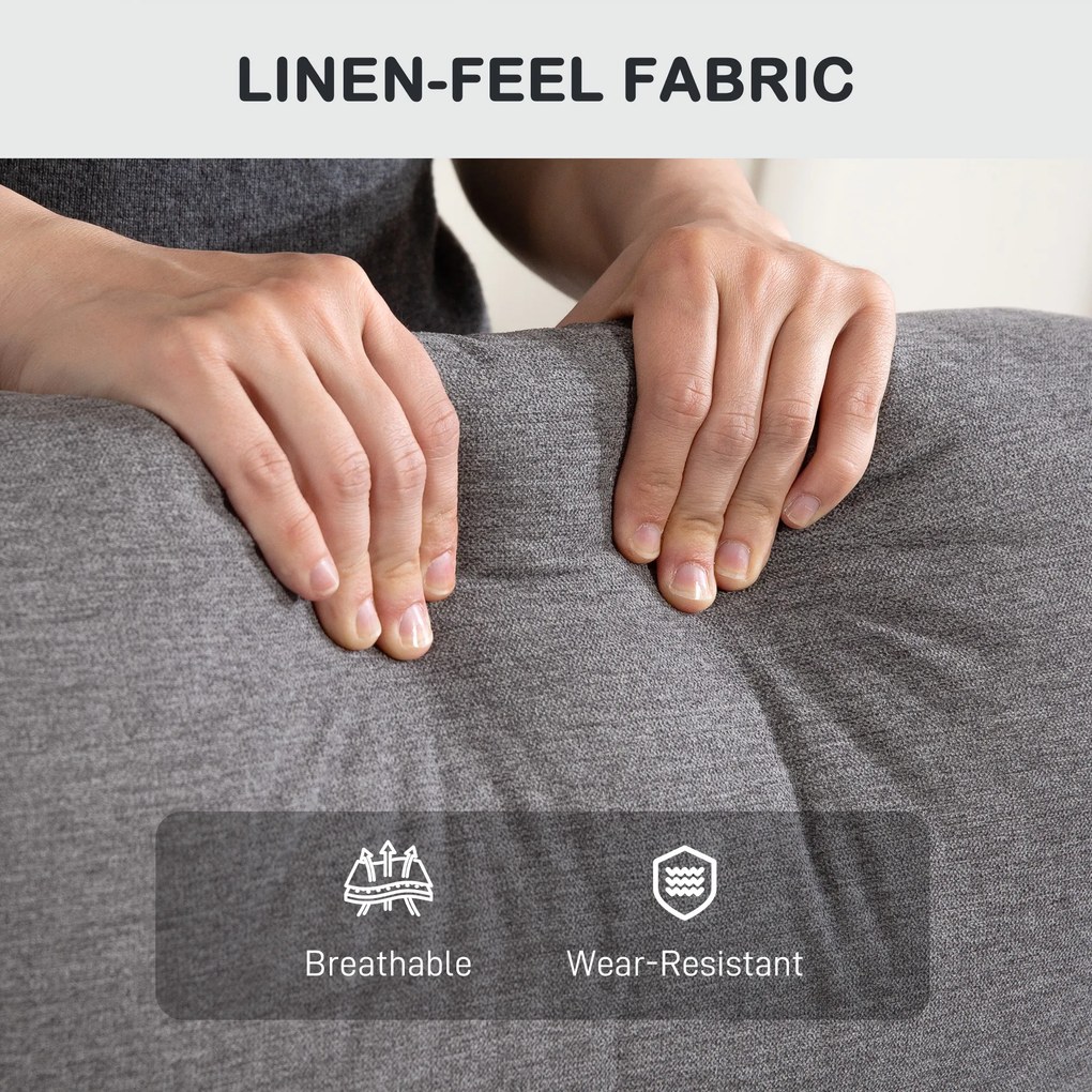 HOMCOM Regulowany Fotel Relaksacyjny z Podnóżkiem, Nowoczesny Tapicerowany Fotel, Ciemnoszary