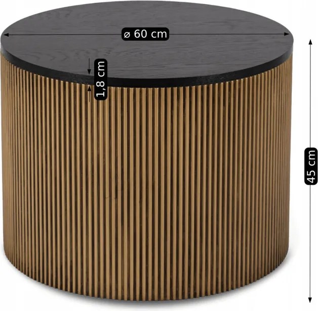 Stolik Kawowy MIRACLE 60 cm Czarny/Złoty Nowoczesny Loft