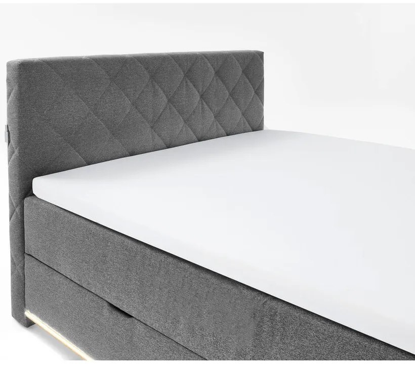 Szare łóżko boxspring ze schowkiem 180x200 cm Messina – Meise Möbel