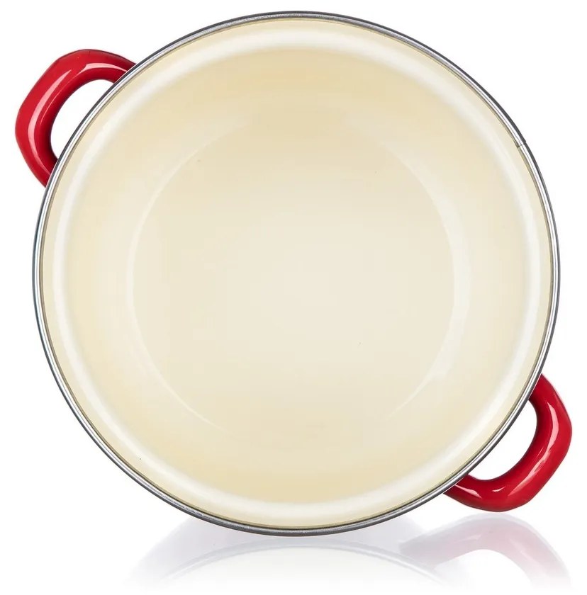 Banquet Garnek emaliowany z pokrywką Milton czerwony 16 cm, 2 l, 16 cm
