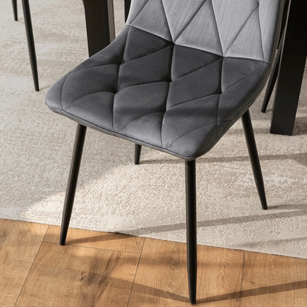 Krzesło Tapicerowane do Salonu ROBIN Szare Welurowe Nowoczesne Loft