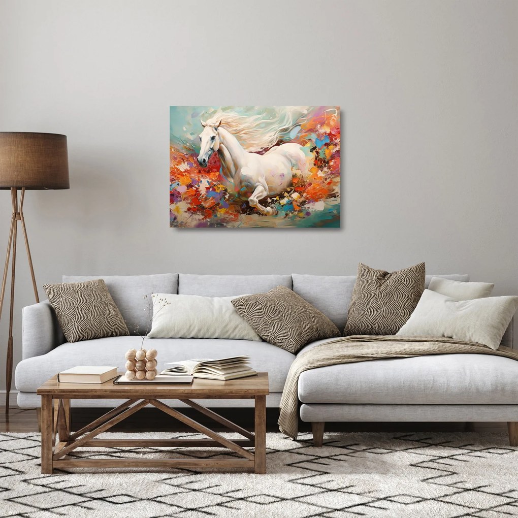 Obraz na szkle - Malowanie konia (70x50 cm)