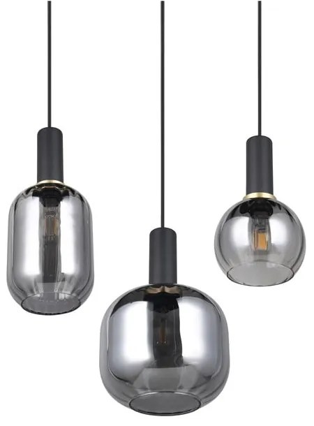 Czarna lampa wisząca ze szklanym kloszem Diva – Trio