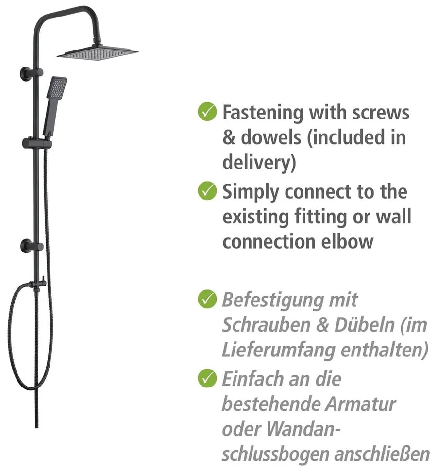 Zestaw prysznicowy ze stali nierdzewnej w kolorze matowej czerni 101 cm Cuadro – Wenko