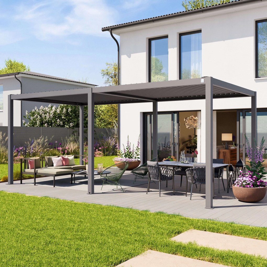 PRIMEYARD 3x6m Pergola Premium, lamelowa, szaroperłowy - (400110)