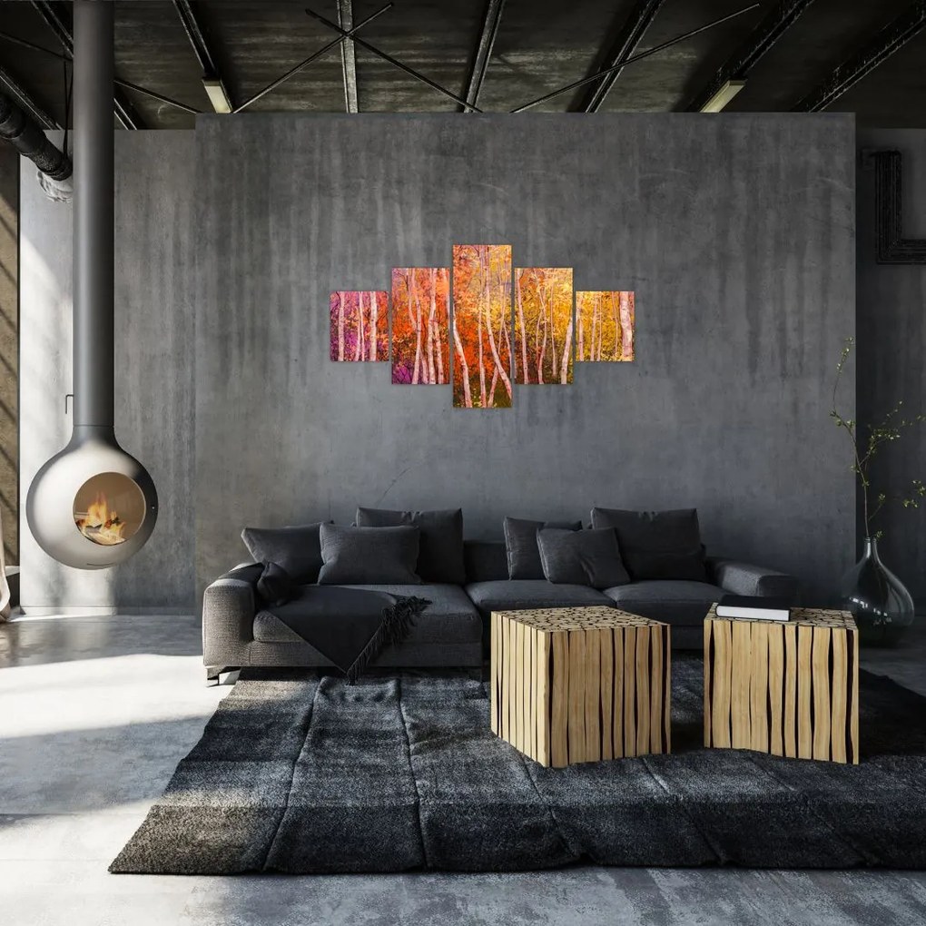 Obraz kolorowego lasu (125x70 cm)