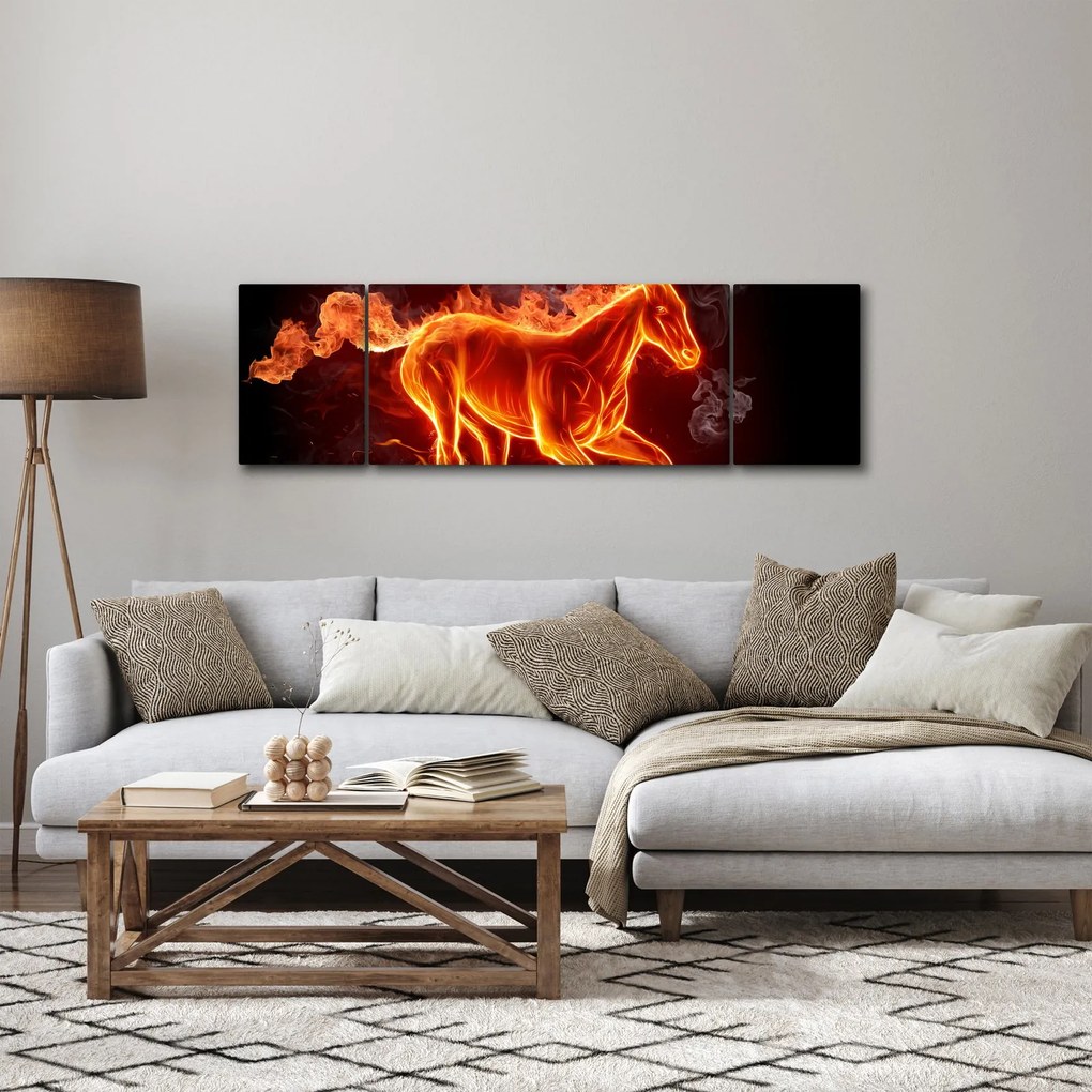 Obraz - Koń w ogniu (170x50 cm)