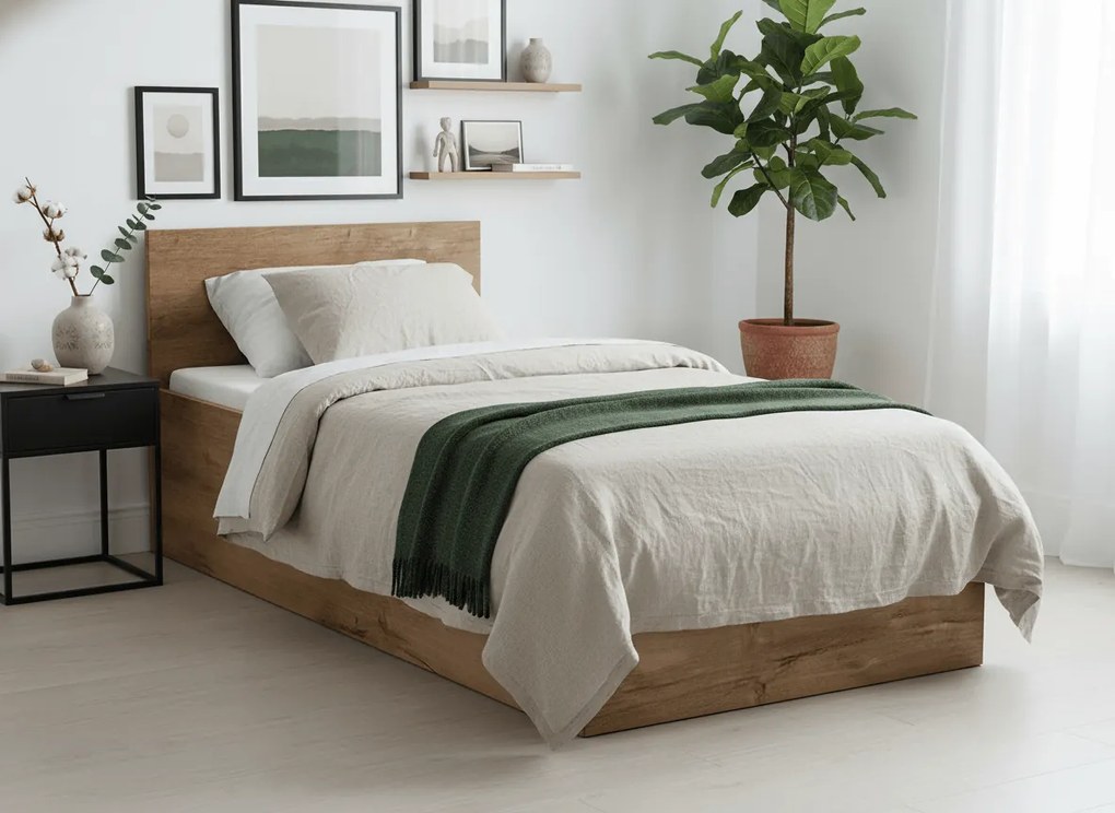 Łóżko SOFIA 90 x 200 cm, dąb artisan Stelaż: Bez stelaża, Materac: Materac Somnia 18 cm