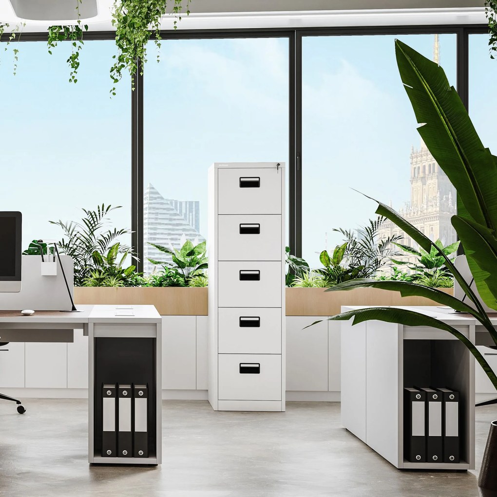 Metalowa szafa kartotekowa SARA V5, 460 x 1625.5 x 620 mm, biała