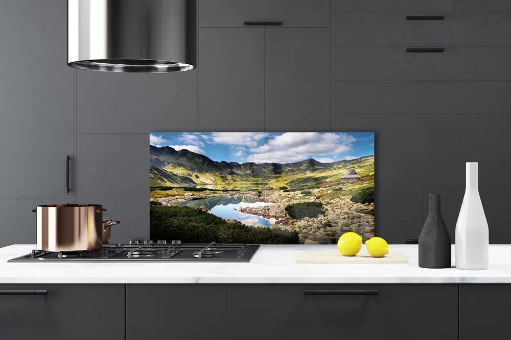 Panel Szklany do Kuchni Błękitne Jezioro u Stóp Gór