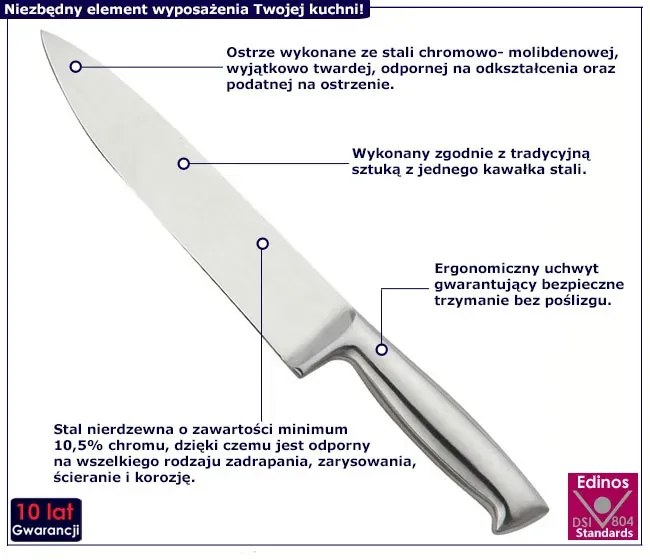 Stalowy nóż szefa kuchni 34cm W2-A16
