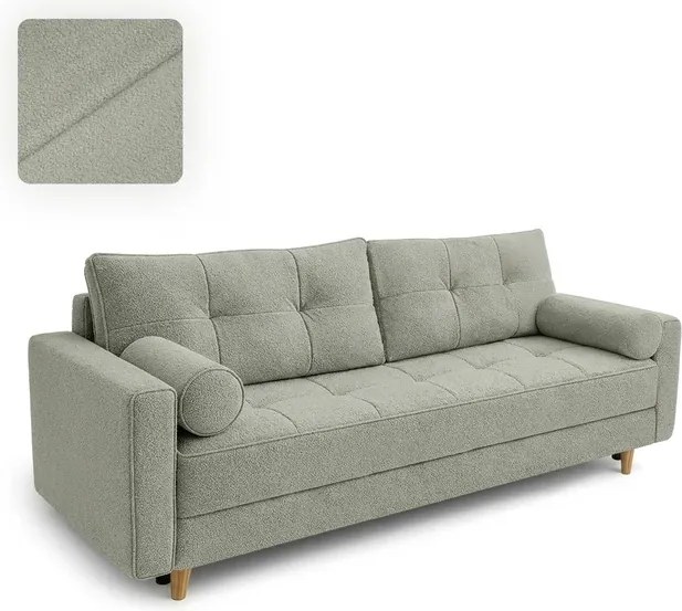Sofa z Funkcją Spania LONAR Szara Boucle Nowoczesna