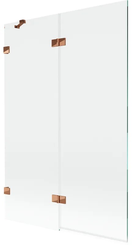 Mexen Lunar parawan nawannowy 2-skrzydłowy lewy 120 x 150 cm, transparent, różowe złoto - 897-120-100-60-00-L