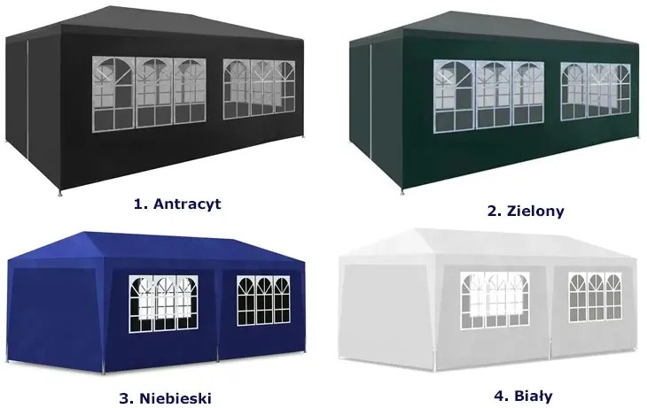 Niebieski namiot ogrodowy z oknami E7-R76