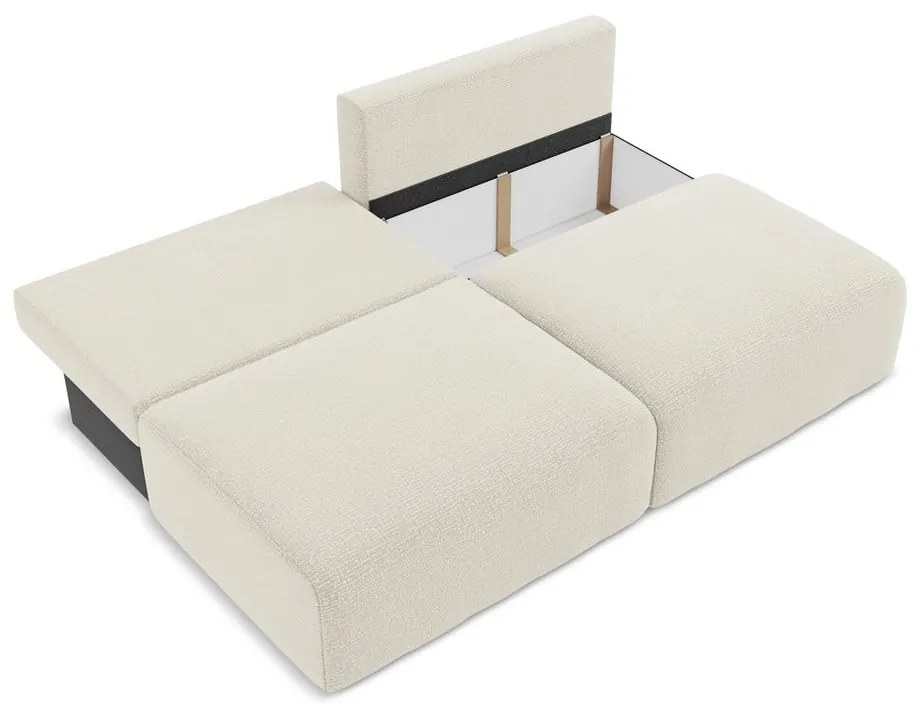 Kremowa rozkładana/ze schowkiem sofa 216 cm Kalena – Makamii