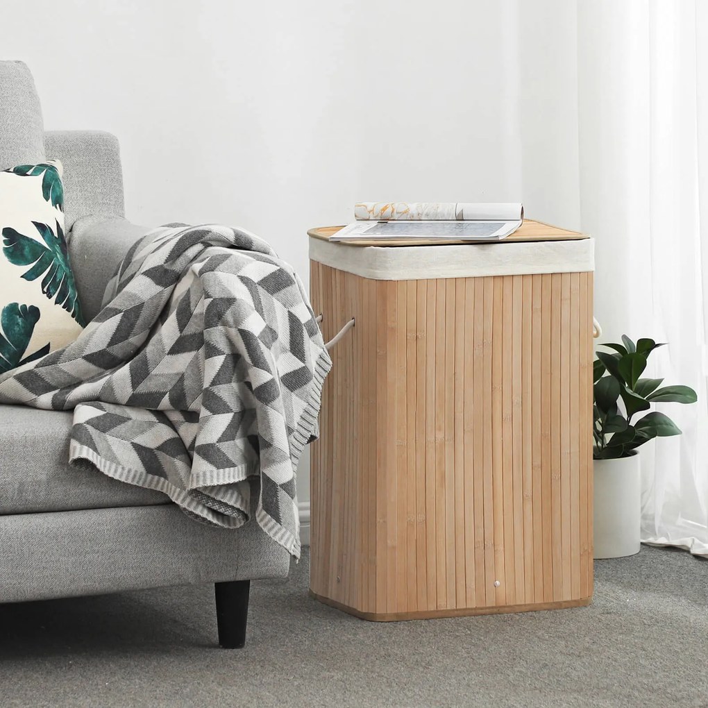 SongmicsHome Kosz na bieliznę DORA, 72 l, naturalny brąz