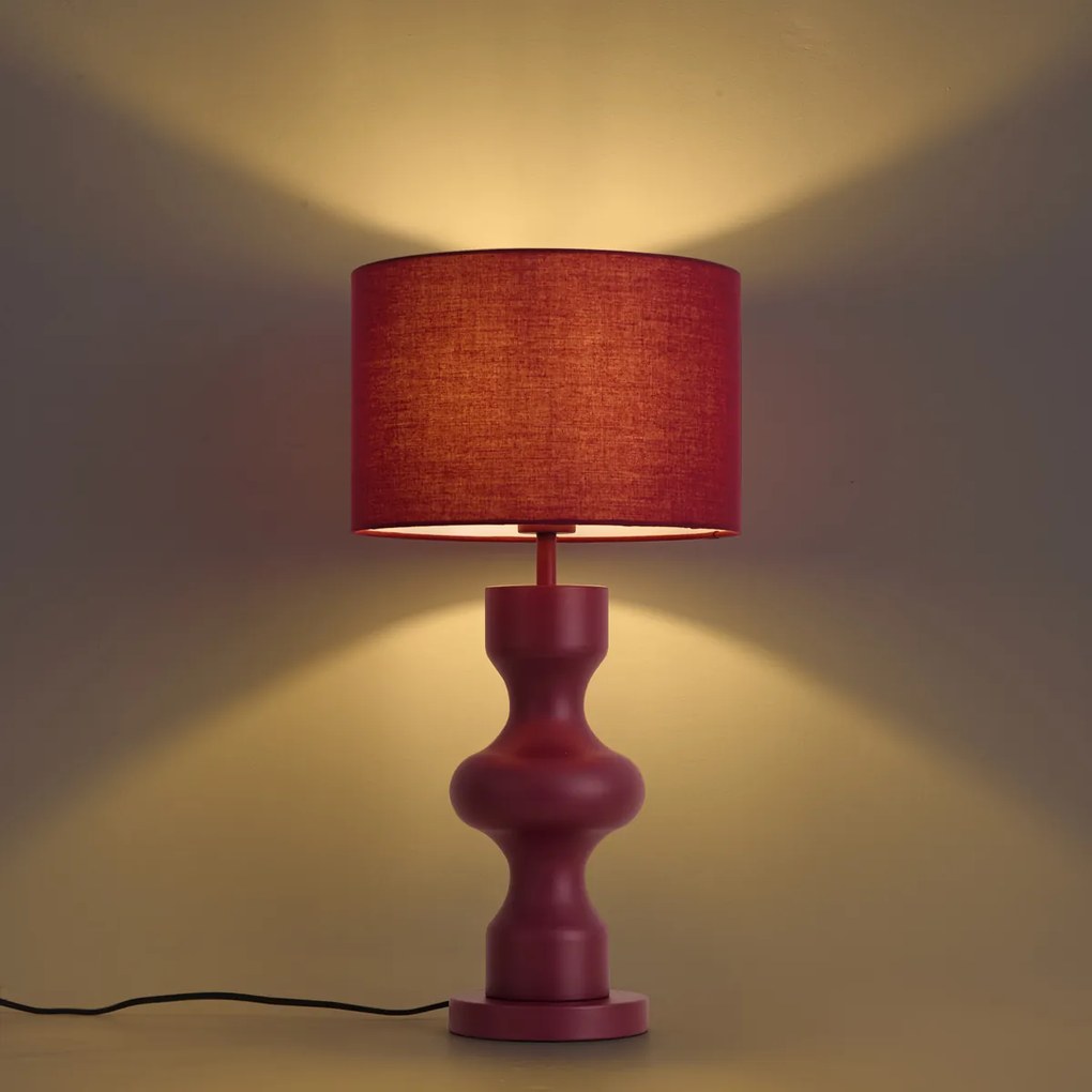 Retro Table Lamp Plum with Fabric Shade - Captain